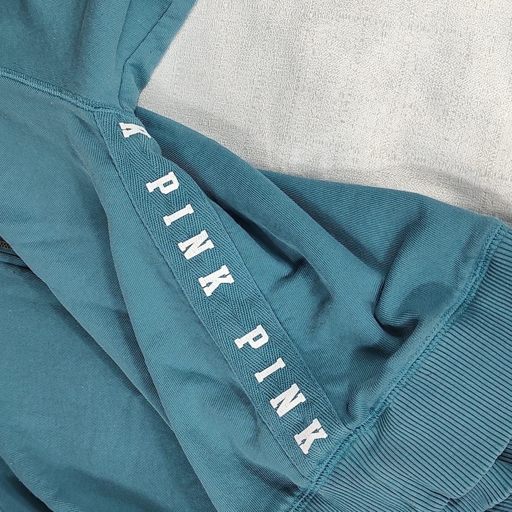 Pink Victoria Secret Long Sleeve Blue Turquoise 1/4 zip up Women Size X Small - Picture 3 of 11